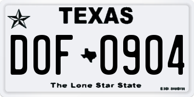 TX license plate DOF0904