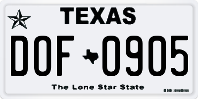 TX license plate DOF0905