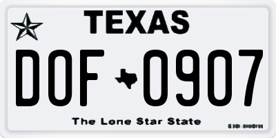 TX license plate DOF0907