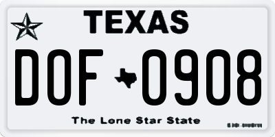TX license plate DOF0908