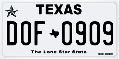 TX license plate DOF0909