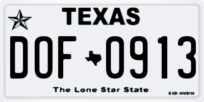 TX license plate DOF0913