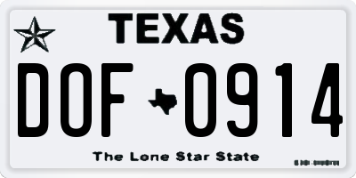 TX license plate DOF0914