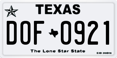 TX license plate DOF0921