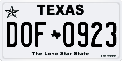 TX license plate DOF0923