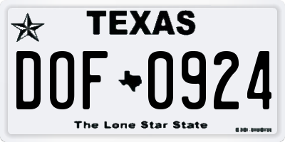 TX license plate DOF0924