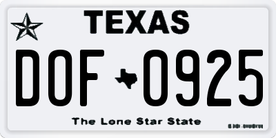 TX license plate DOF0925