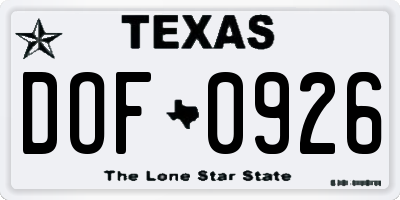 TX license plate DOF0926
