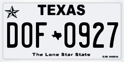 TX license plate DOF0927