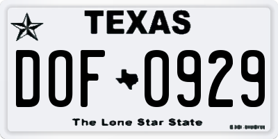 TX license plate DOF0929