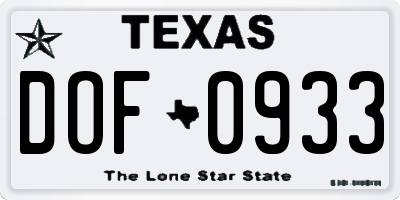 TX license plate DOF0933