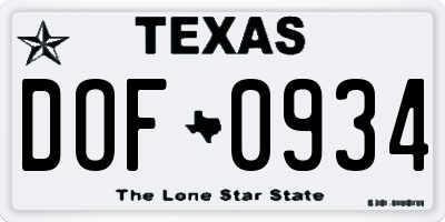 TX license plate DOF0934