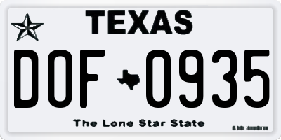 TX license plate DOF0935