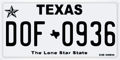 TX license plate DOF0936