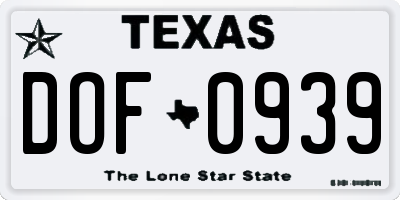 TX license plate DOF0939