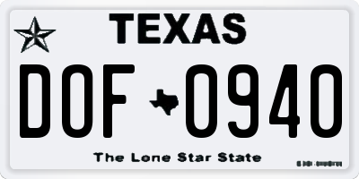 TX license plate DOF0940