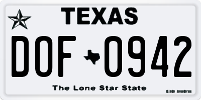TX license plate DOF0942