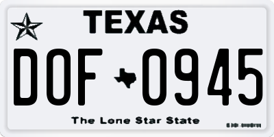 TX license plate DOF0945