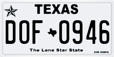 TX license plate DOF0946