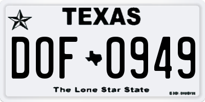 TX license plate DOF0949