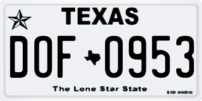 TX license plate DOF0953