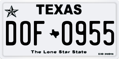 TX license plate DOF0955