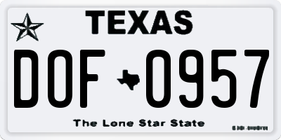 TX license plate DOF0957