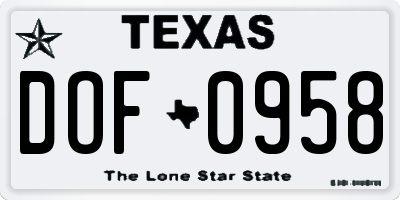 TX license plate DOF0958
