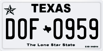 TX license plate DOF0959