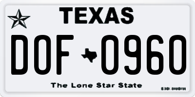 TX license plate DOF0960