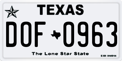 TX license plate DOF0963