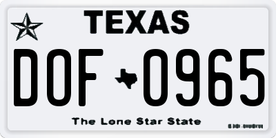 TX license plate DOF0965