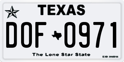 TX license plate DOF0971