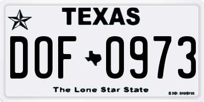 TX license plate DOF0973