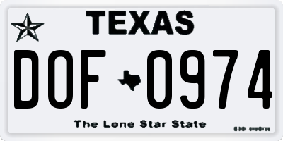 TX license plate DOF0974