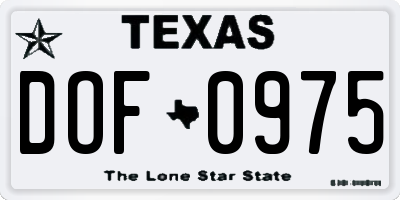 TX license plate DOF0975