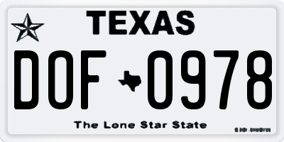 TX license plate DOF0978
