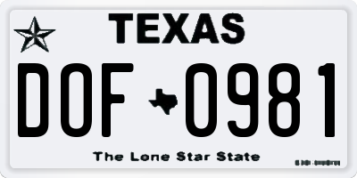 TX license plate DOF0981