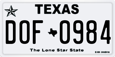 TX license plate DOF0984