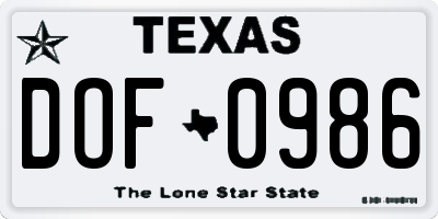 TX license plate DOF0986