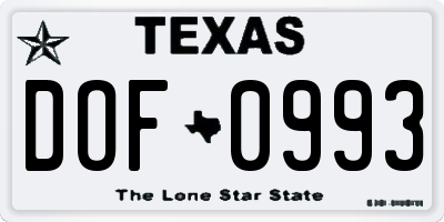 TX license plate DOF0993