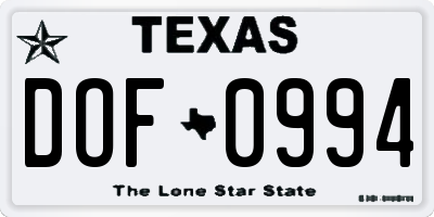 TX license plate DOF0994