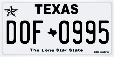 TX license plate DOF0995