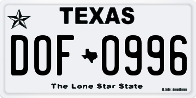 TX license plate DOF0996