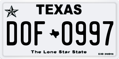 TX license plate DOF0997