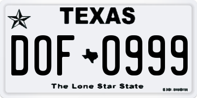 TX license plate DOF0999