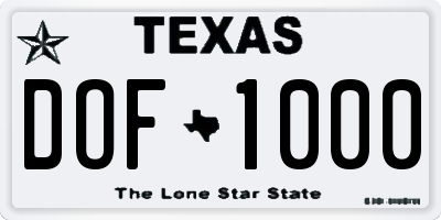 TX license plate DOF1000