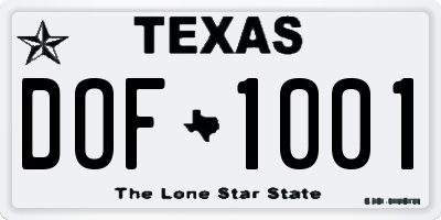 TX license plate DOF1001
