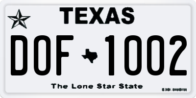 TX license plate DOF1002