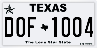 TX license plate DOF1004